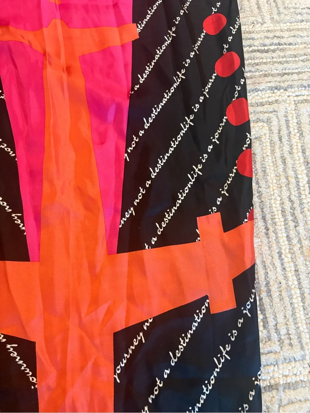 Worthington Pink, Red & Black Graphic 100% silk Long Scarf